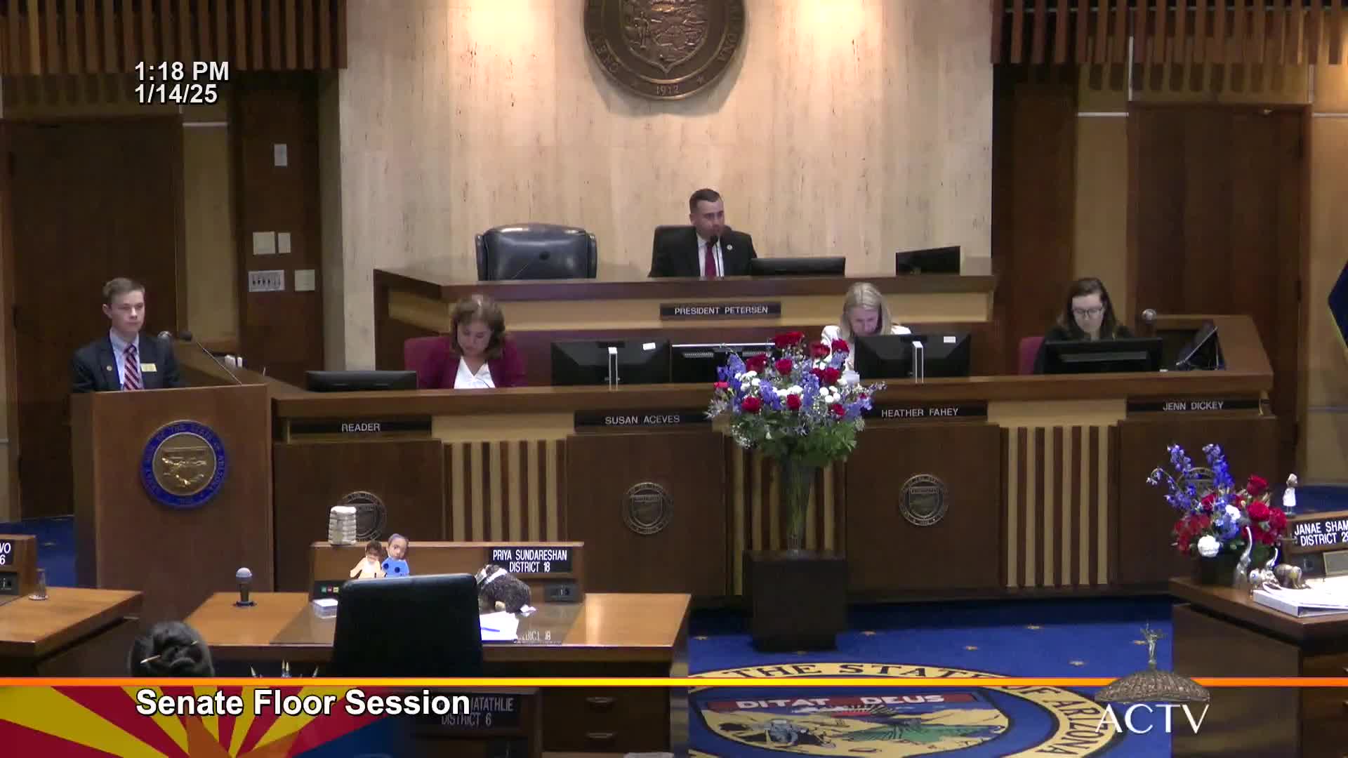 Senator Bravo welcomes newborn son Eduardo during Arizona Senate session