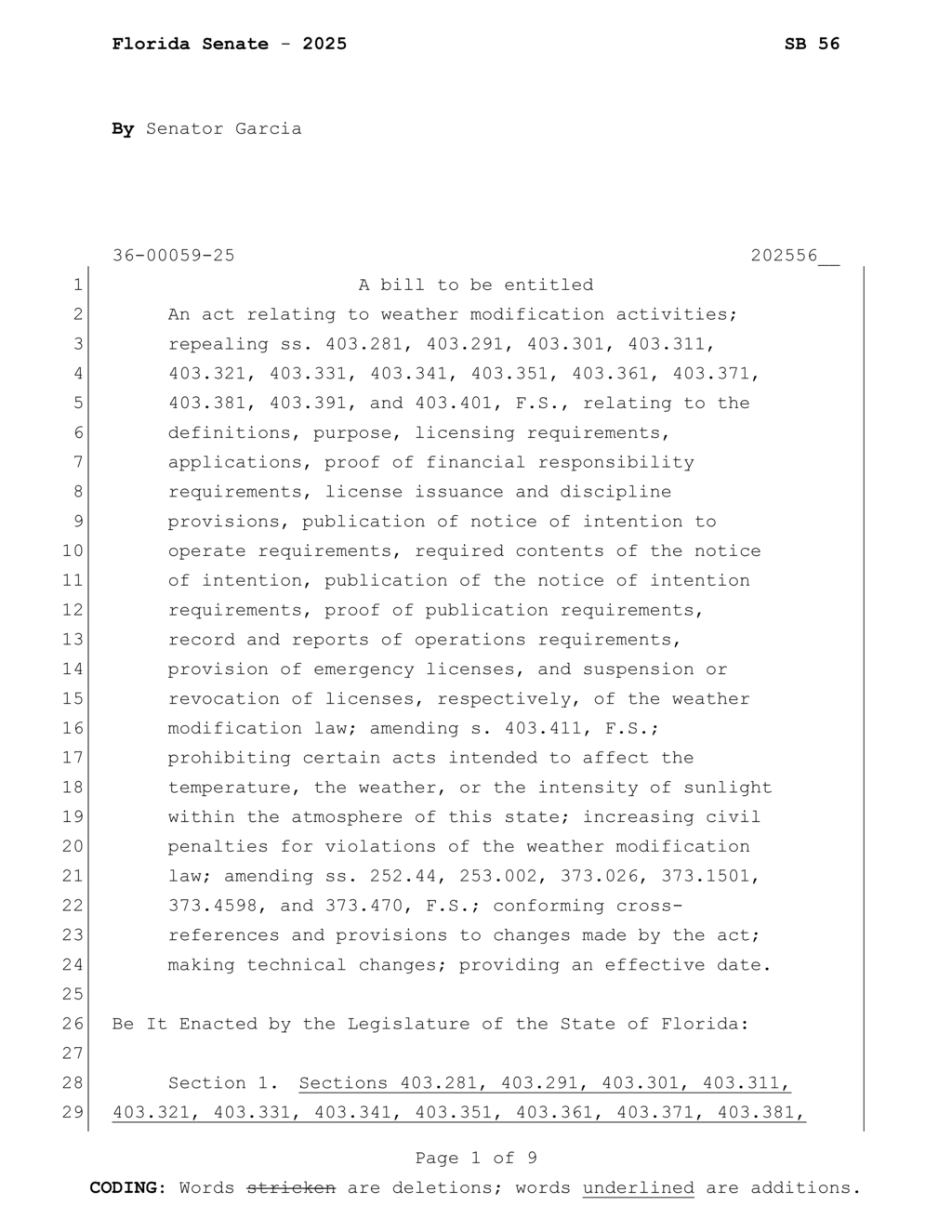Florida Senate advances bill to repeal current weather modification regulations
