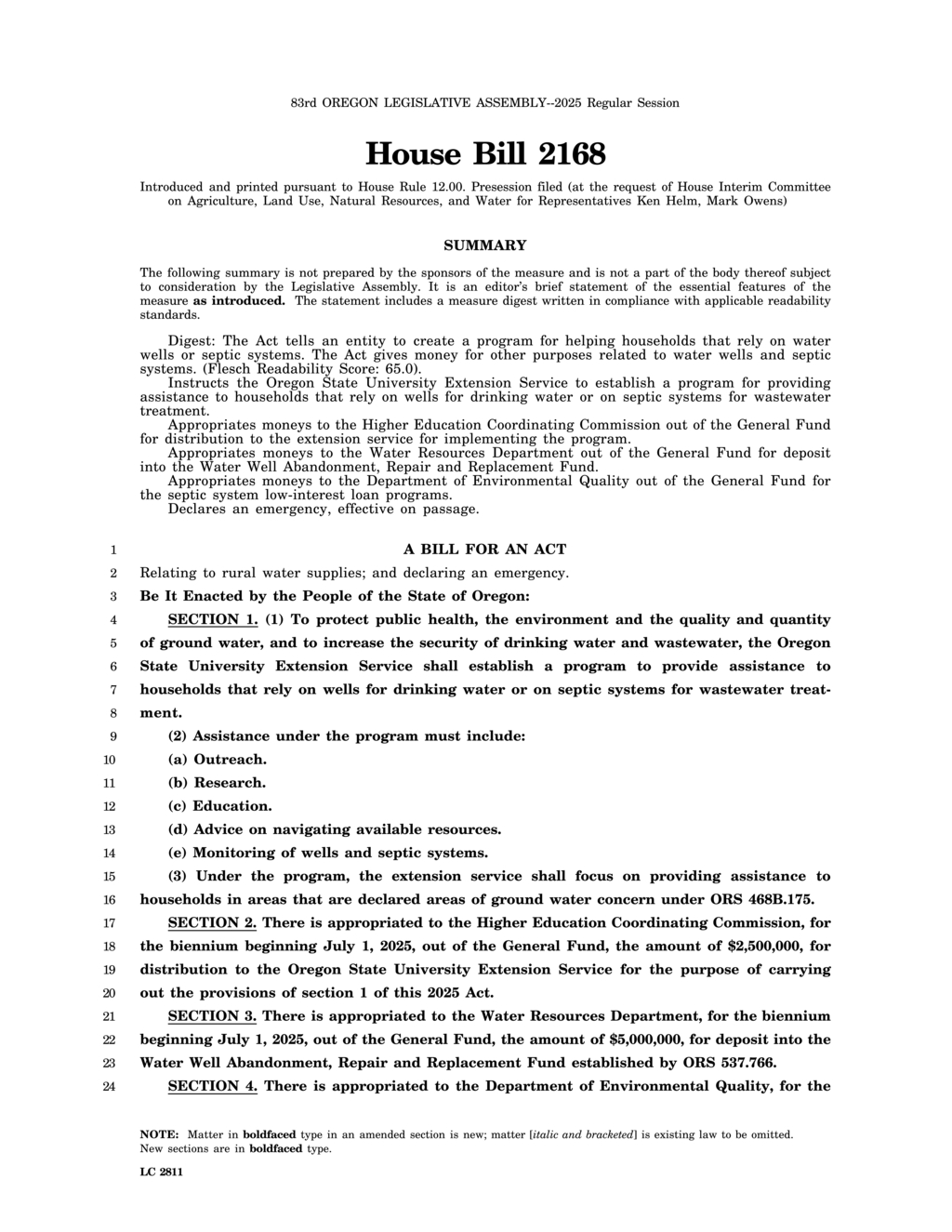 Oregon lawmakers pass bill to fund water well and septic system assistance programs