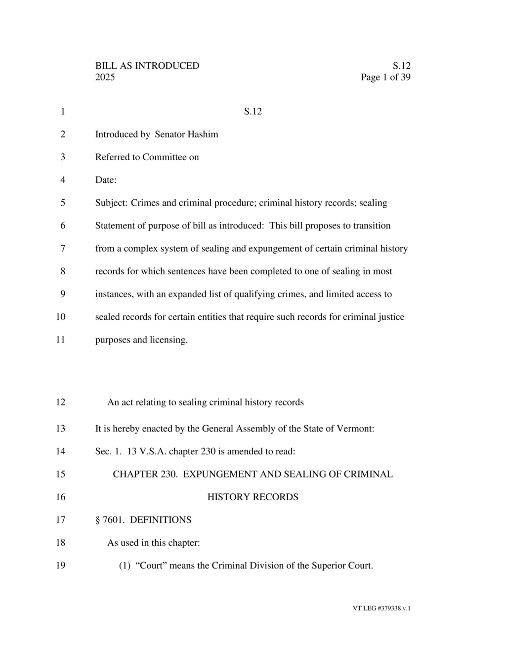 Vermont court to expedite sealing and expunging criminal records under new legislation