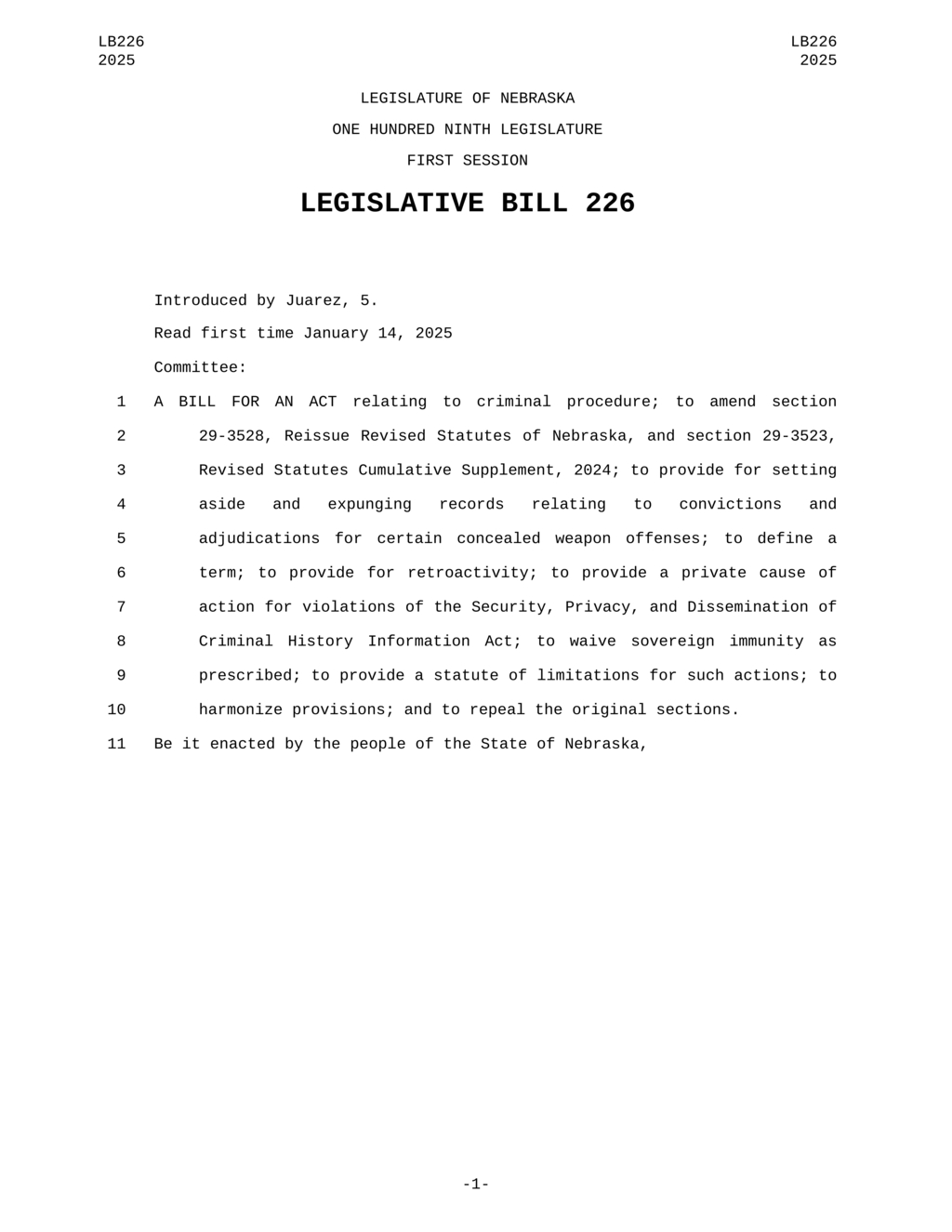 Nebraska Legislature sets 2029 deadline for actions against state agencies and officials