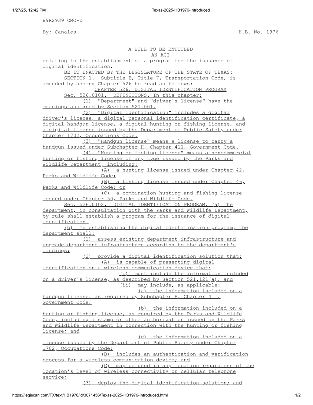 Texas Department of Public Safety to implement digital ID program by February 2027