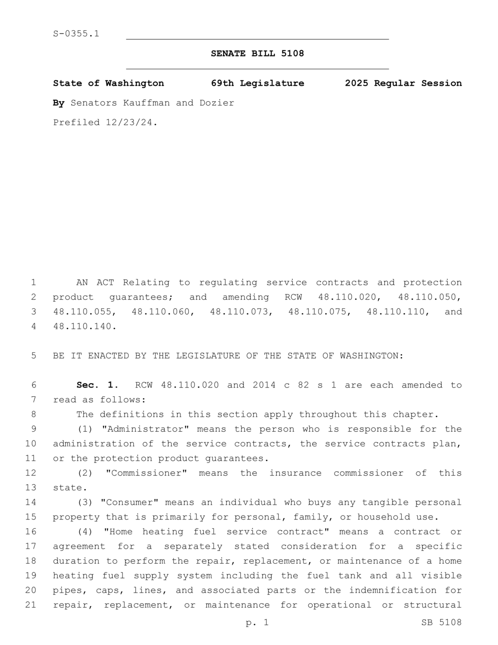 Washington modifies service contract rules enhancing consumer protections during provider failures