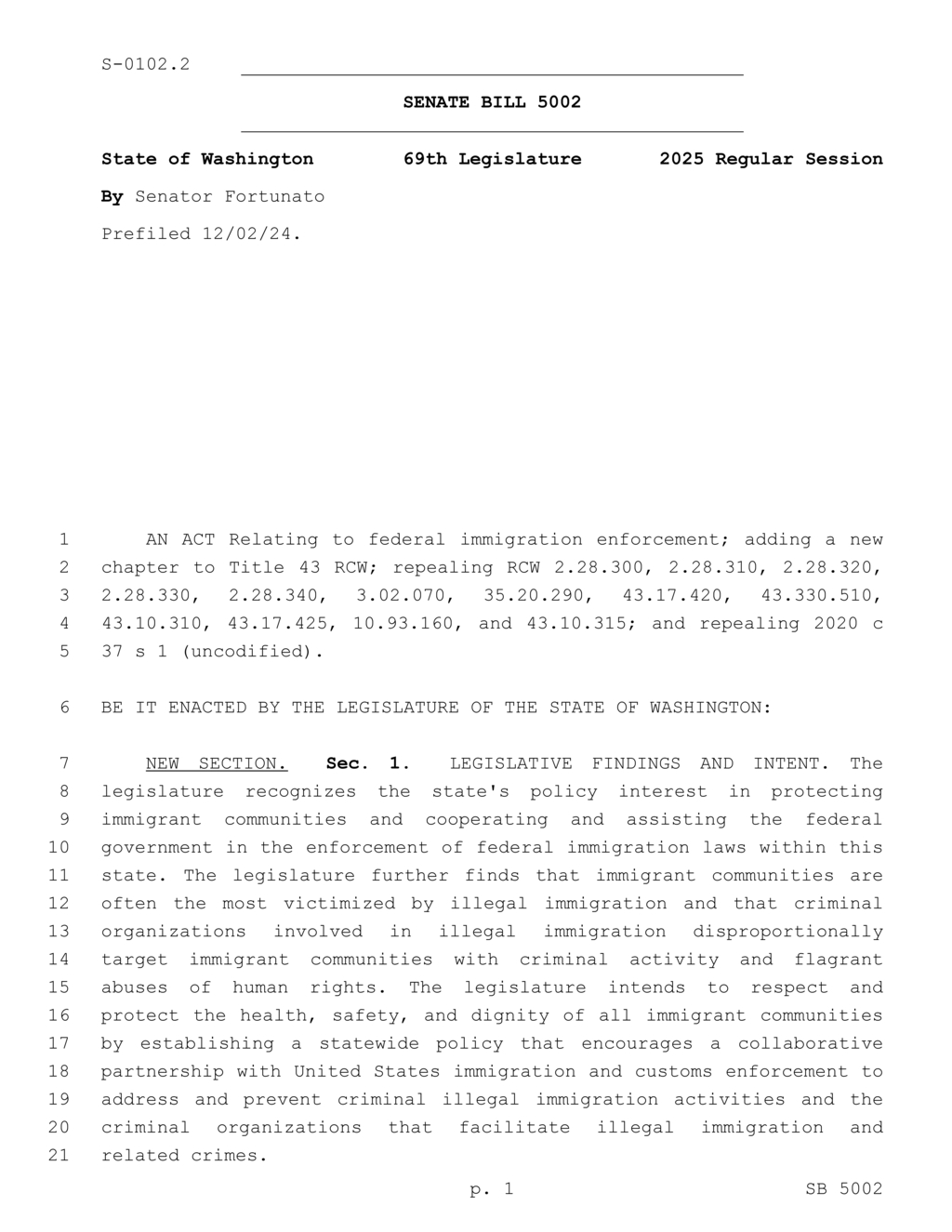 Washington State introduces new chapter on immigration enforcement legislation