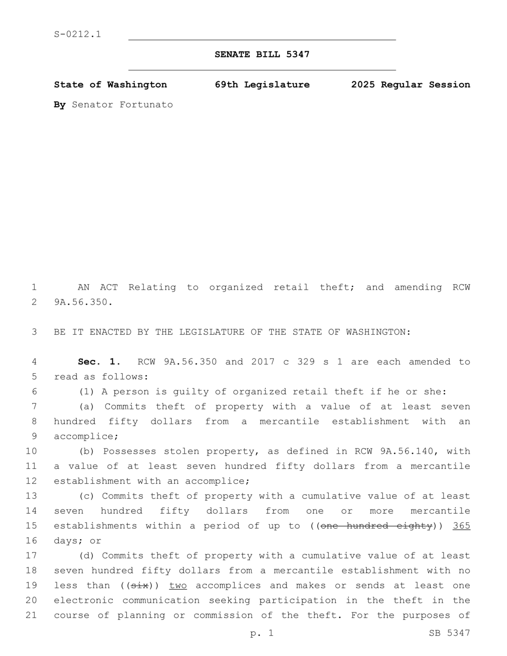 Washington State defines penalties for organized retail theft in new legislation