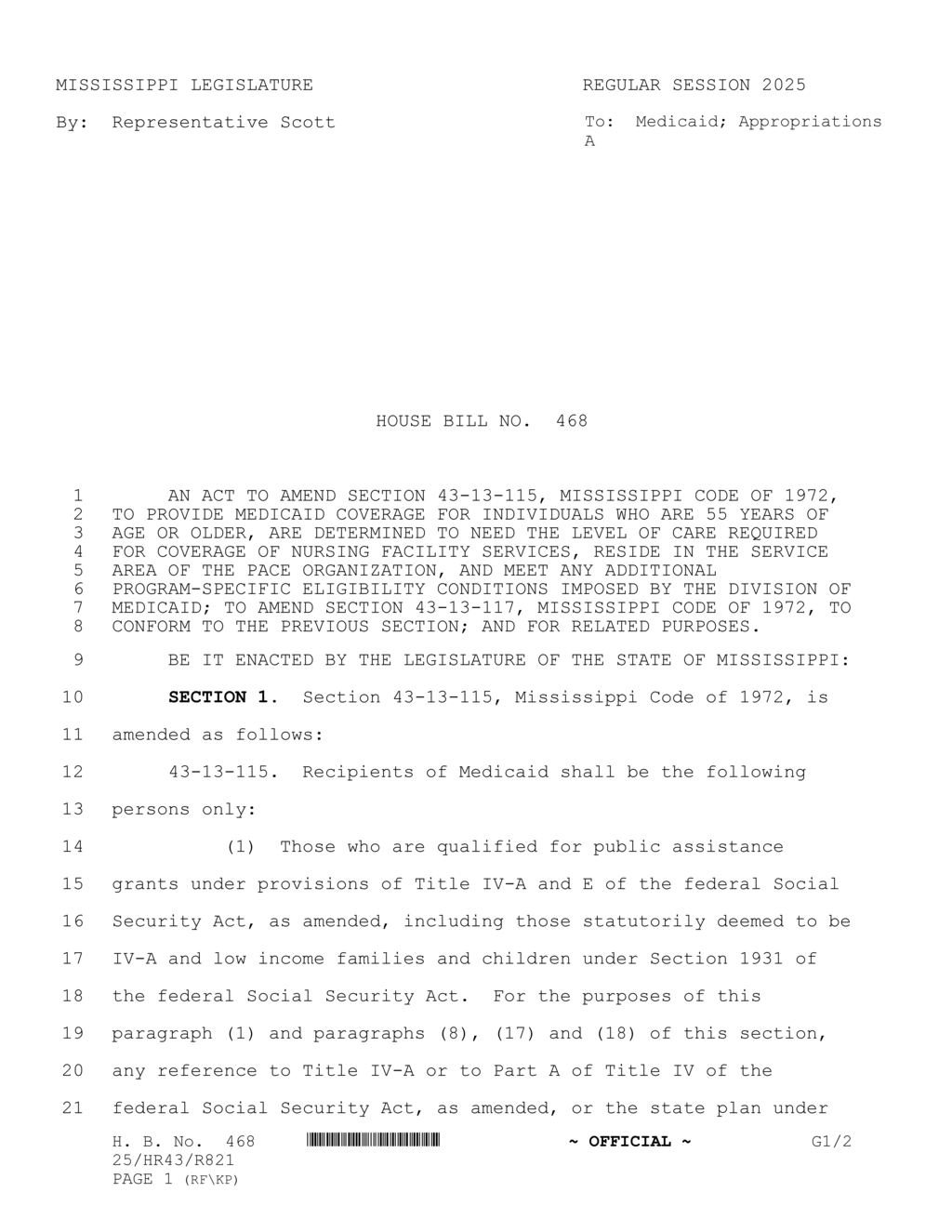 Mississippi expands Medicaid eligibility for elderly and low-income families