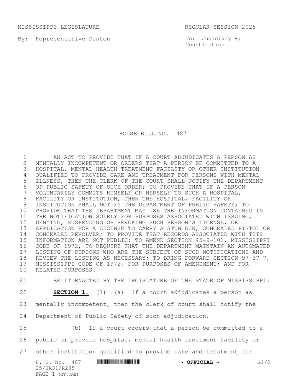 Mississippi legislature approves five-year concealed carry licensing for stun guns and firearms