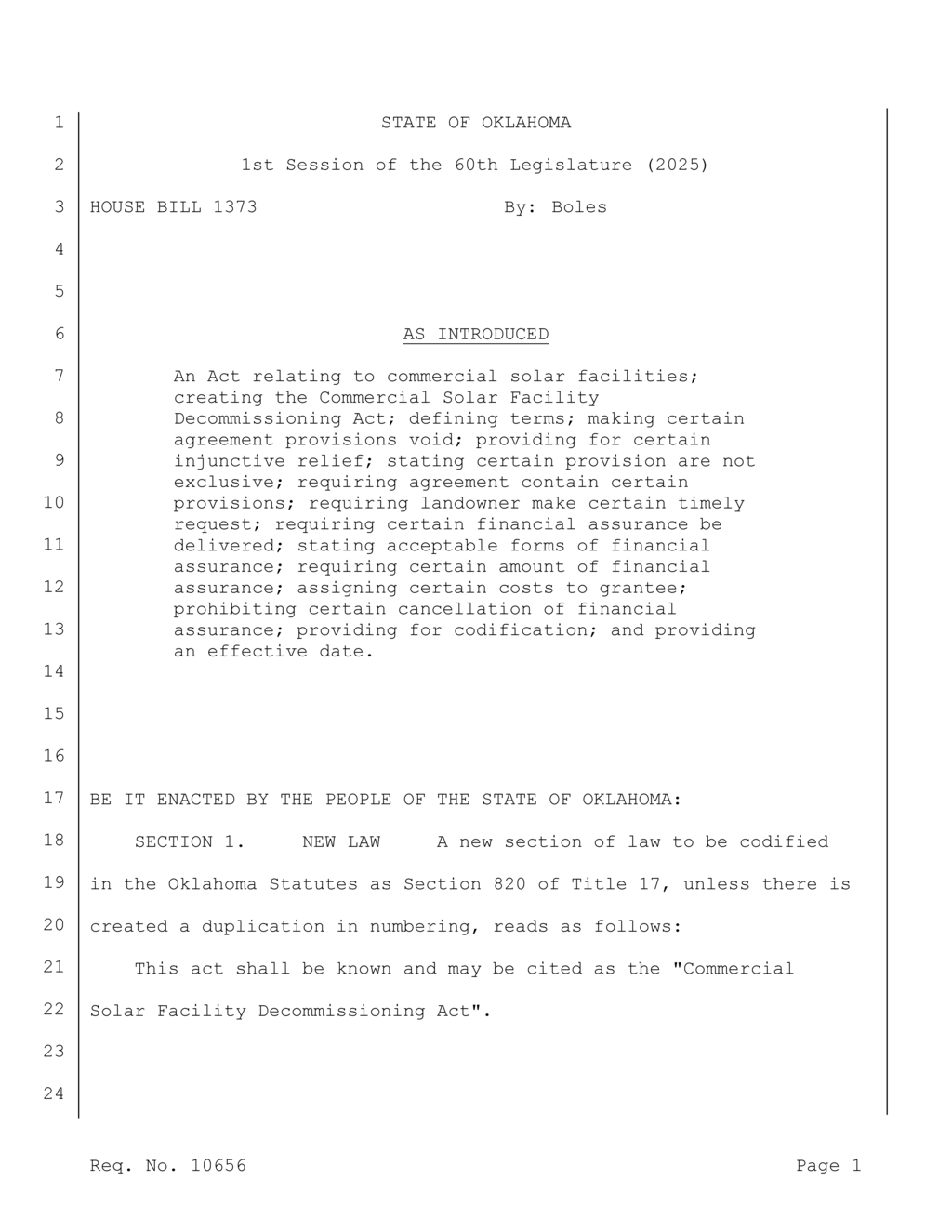 Oklahoma enacts new law requiring solar facility removal and land restoration