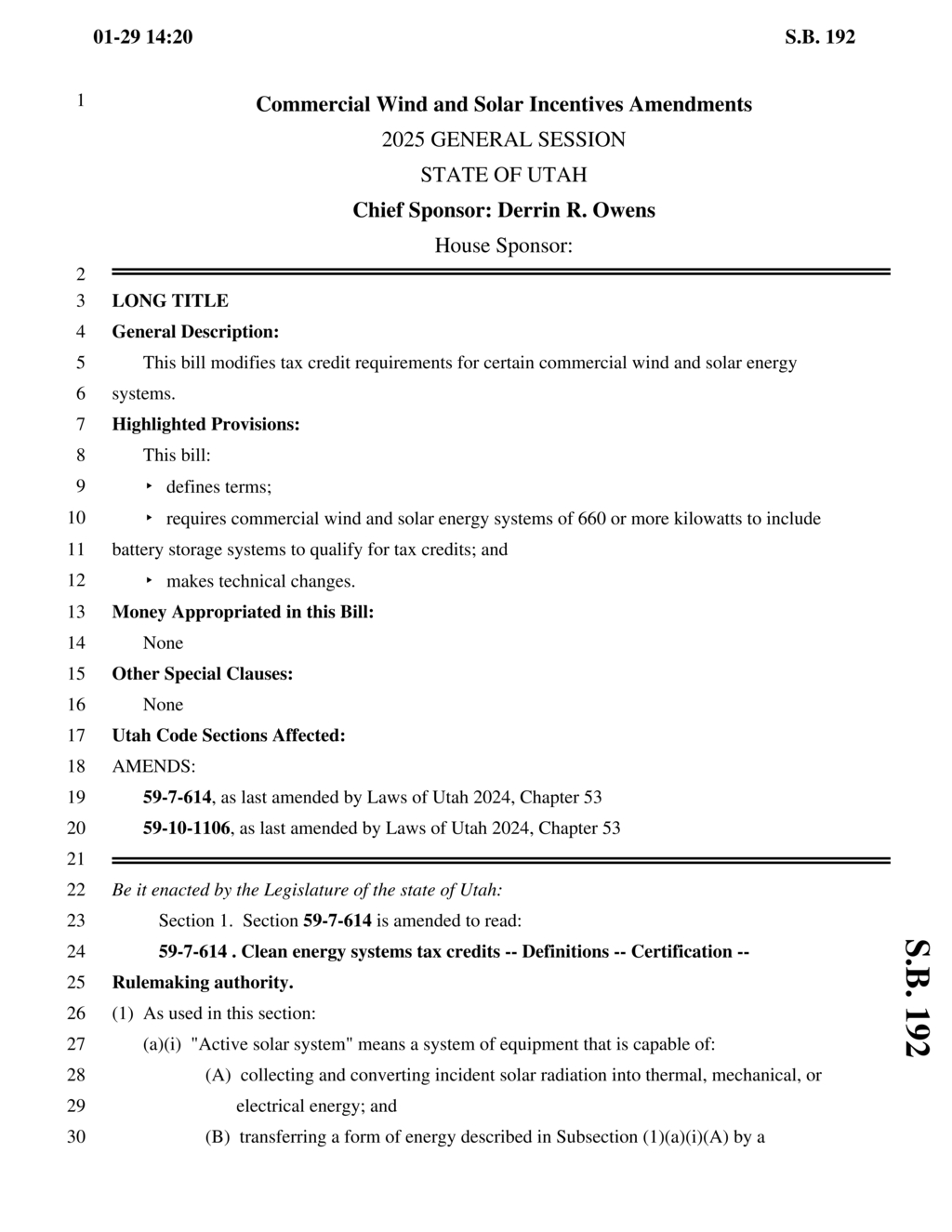 Utah lawmakers amend tax credit requirements for commercial wind and solar energy systems