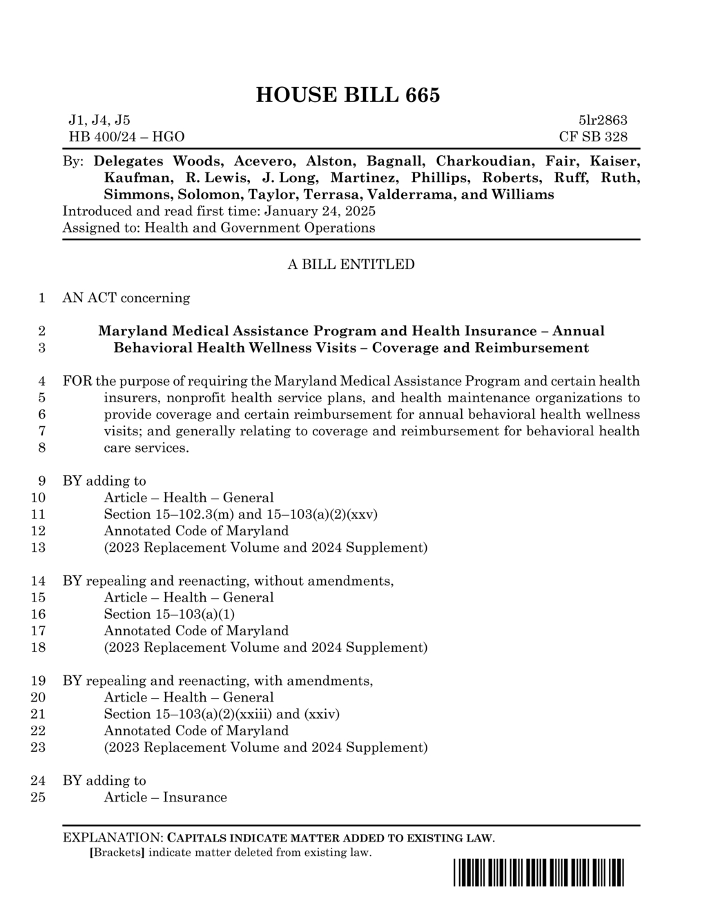 Maryland bill mandates coverage for annual behavioral health wellness visits
