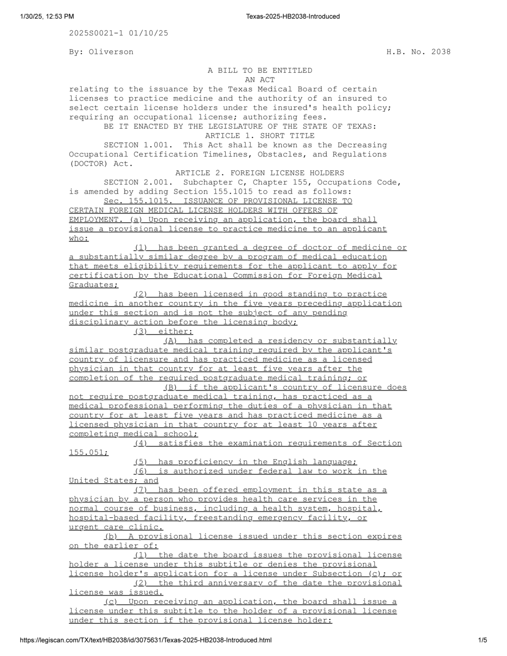 Texas Legislature approves DOCTOR Act for faster foreign physician licensing