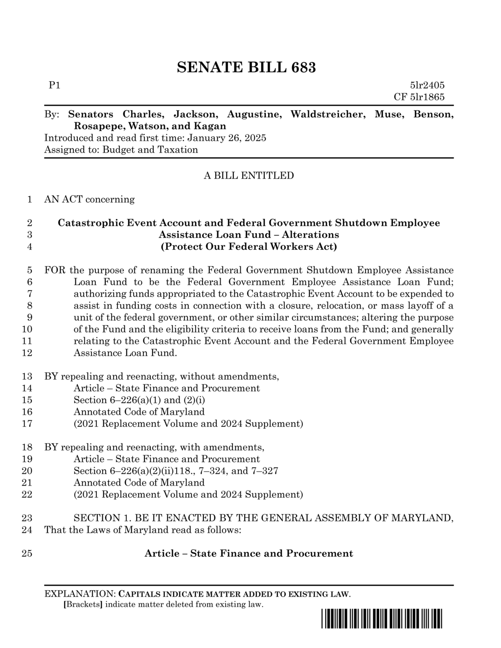 Maryland Senate introduces Protect Our Federal Workers Act to assist federal employees during crises