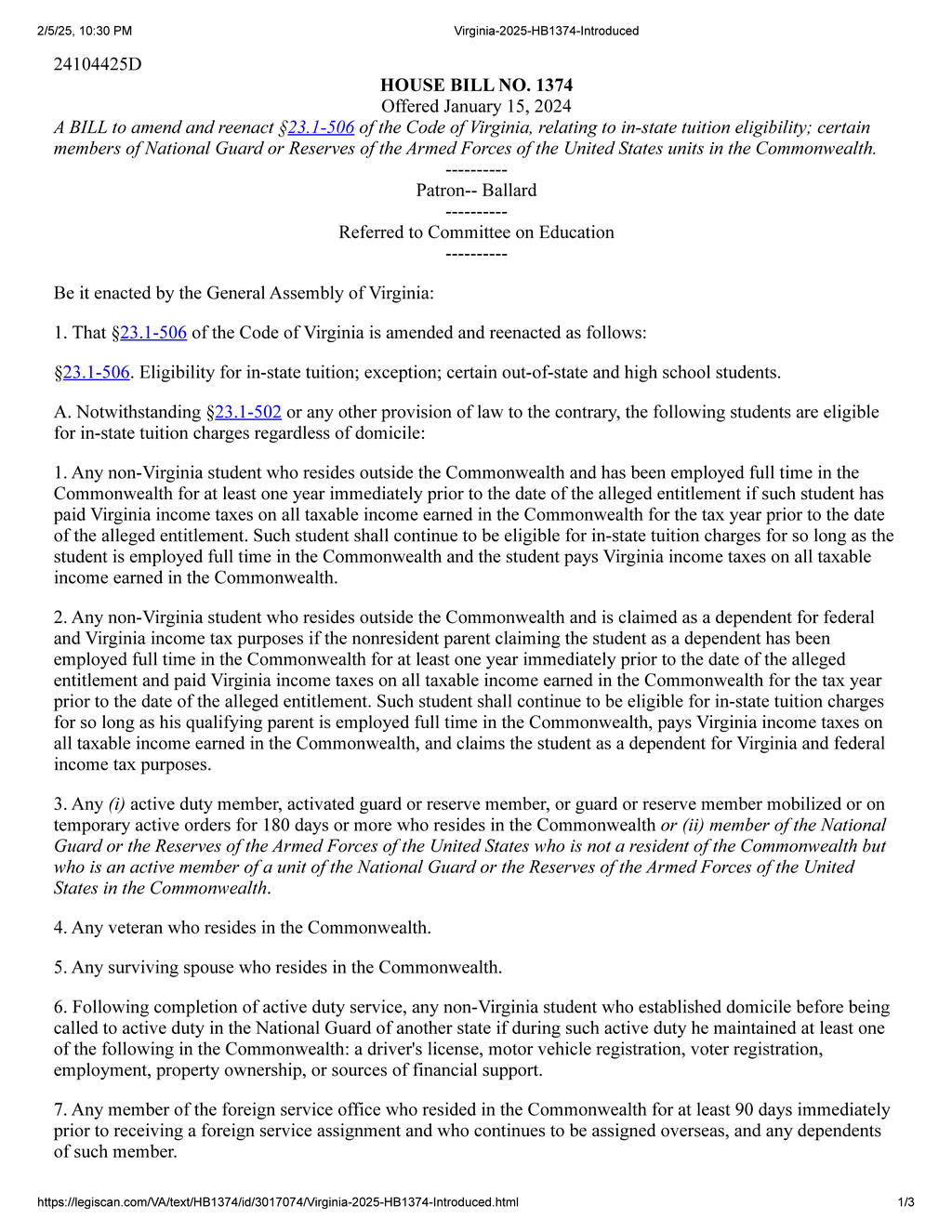 Virginia introduces new in-state tuition eligibility for diverse student groups