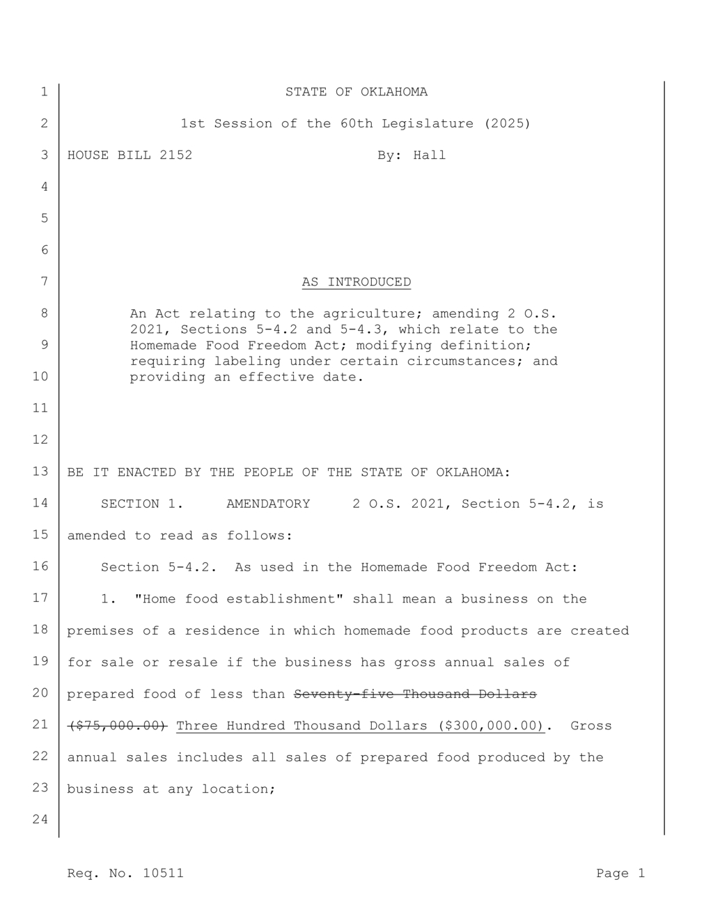 Oklahoma exempts homemade food producers from health licensing requirements