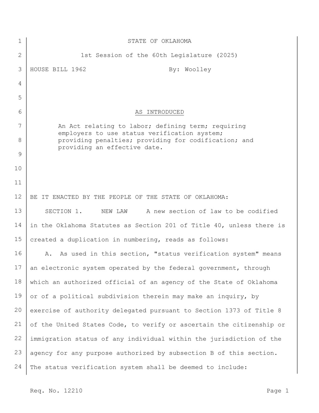 Oklahoma mandates employers use E-Verify for new hires by November 2025