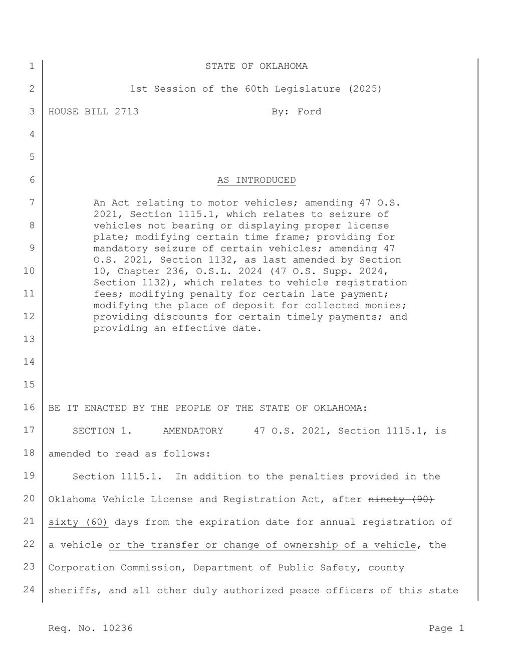Oklahoma enforces vehicle seizure for non-registered cars under new regulations