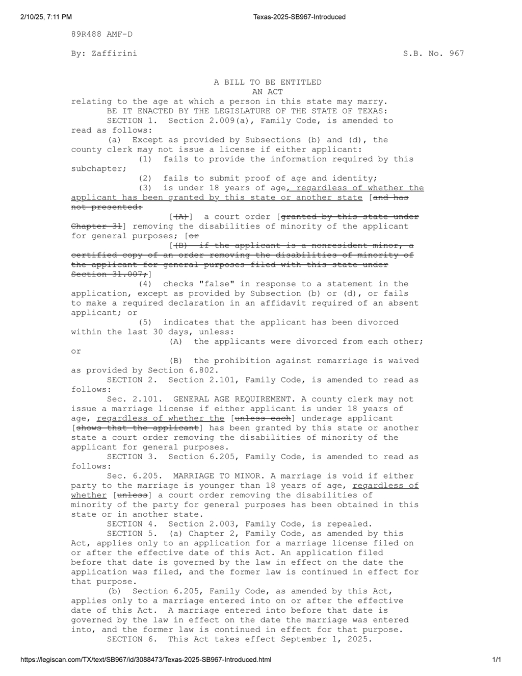 Texas Legislature advances bill raising marriage age to 18 years old