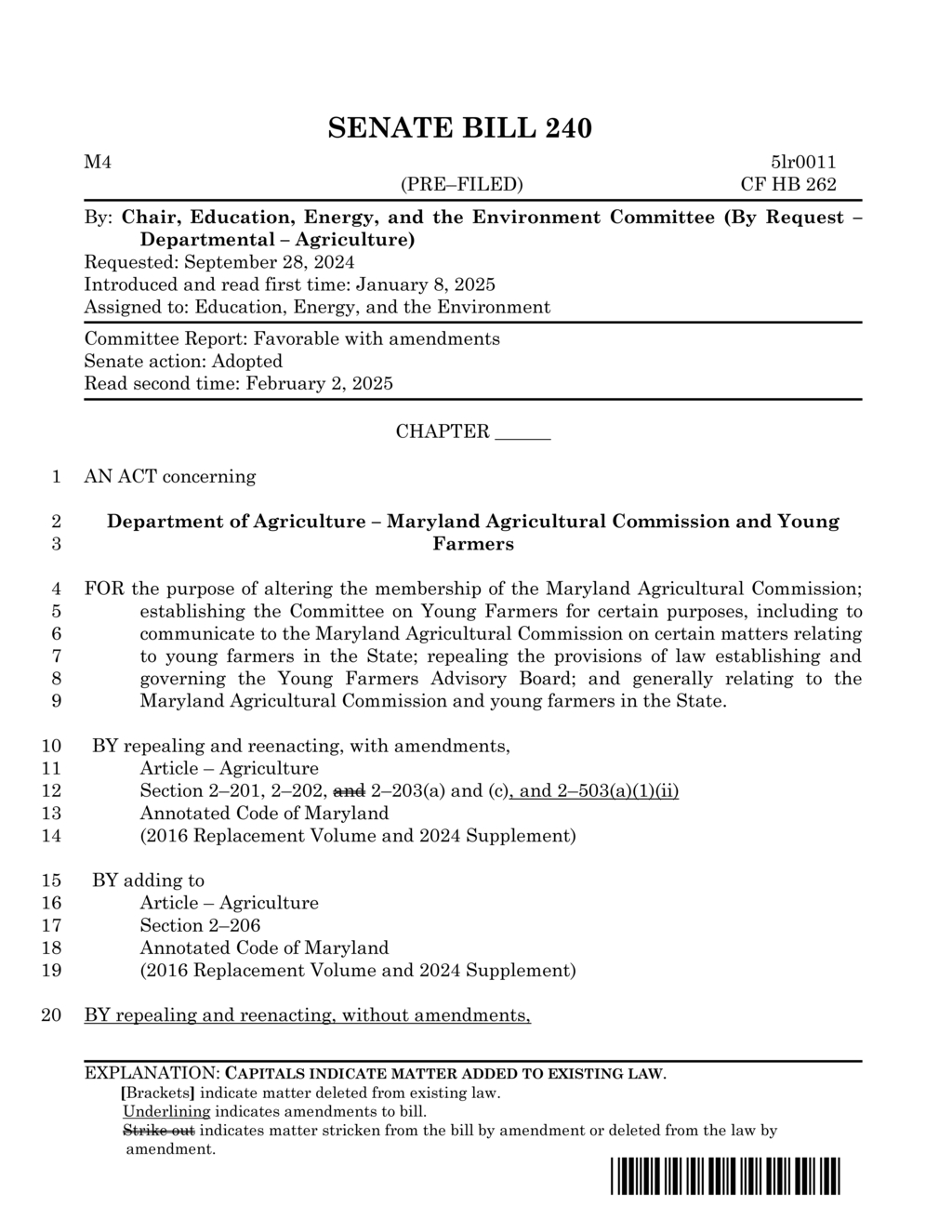 Maryland Senate approves SB 240 to reform Agricultural Commission and support young farmers