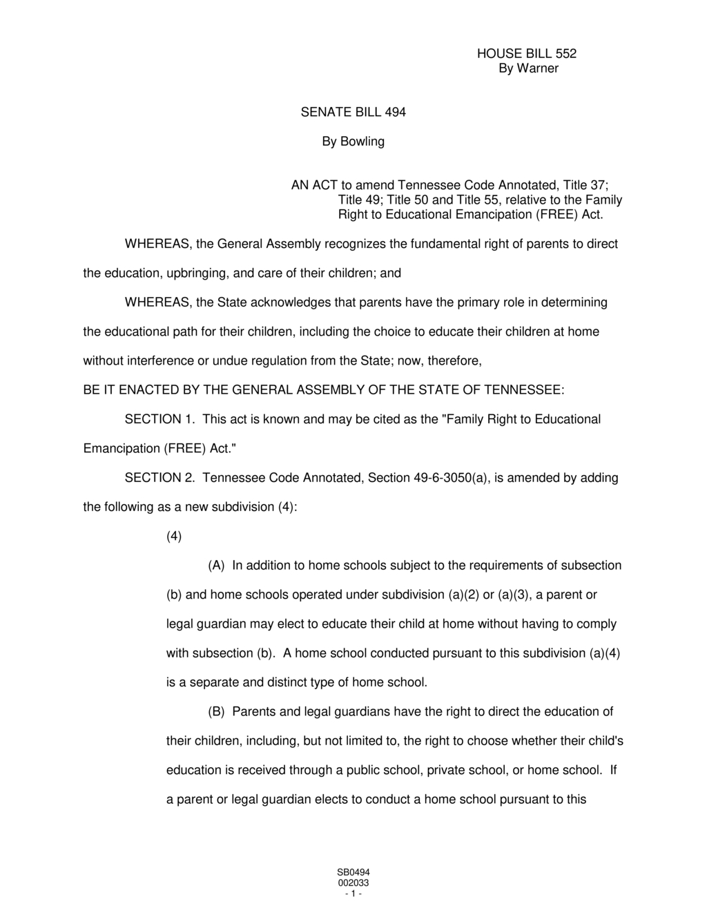 Tennessee revises home school education laws for parents and guardians