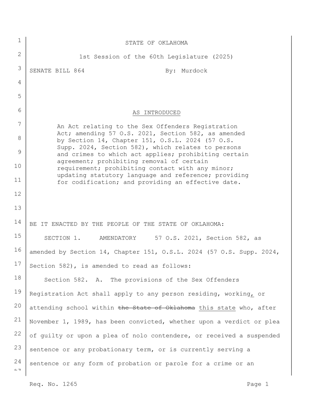 Oklahoma enforces sex offender registration for out-of-state convictions