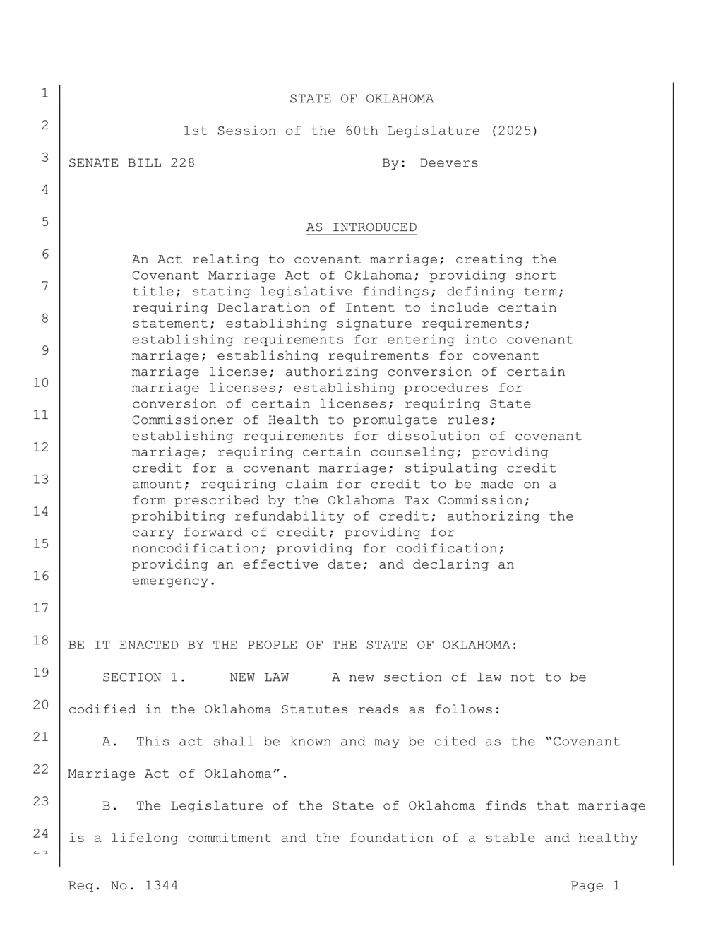 Oklahoma introduces covenant marriage licenses with new regulations