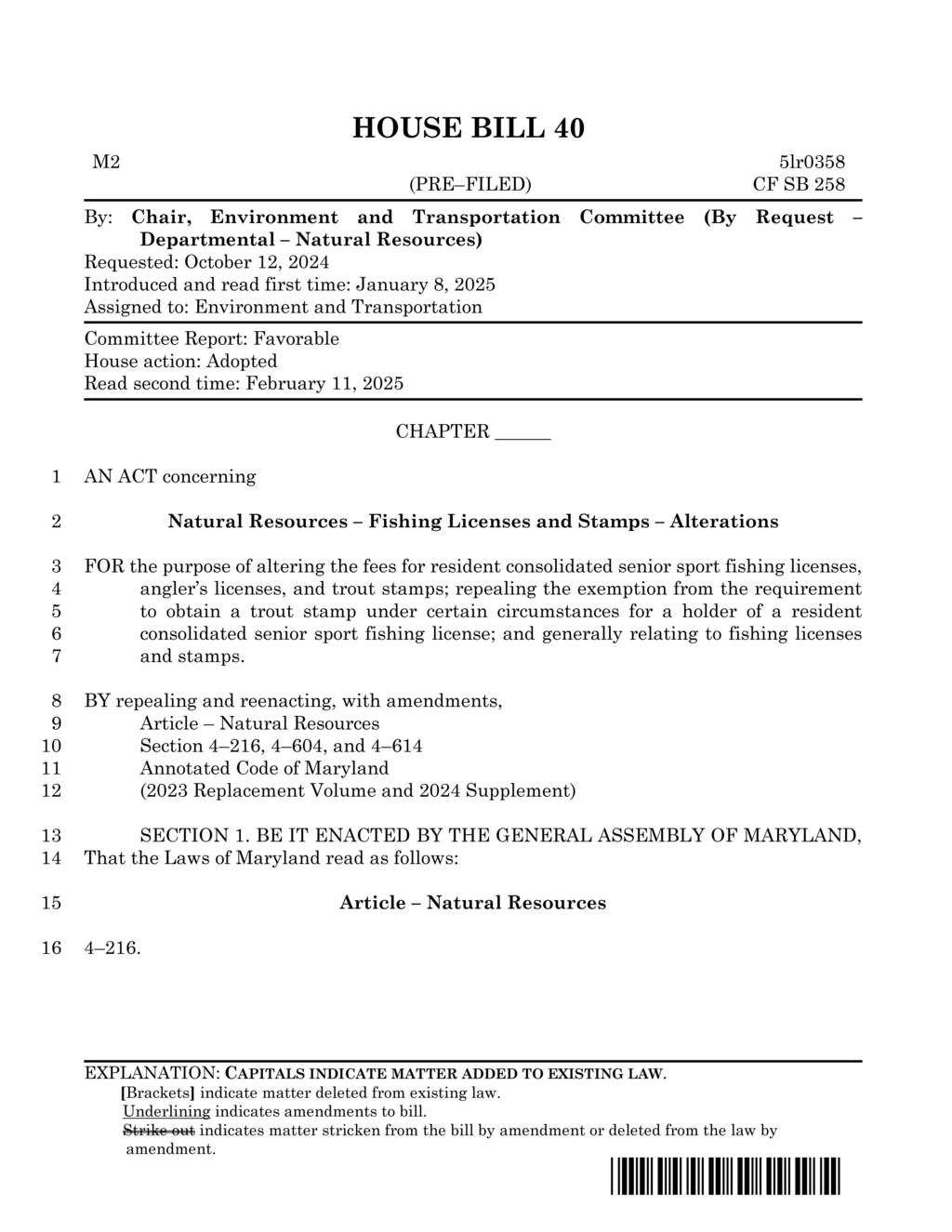 Maryland House Bill 40 introduces new angler license fees and discounts