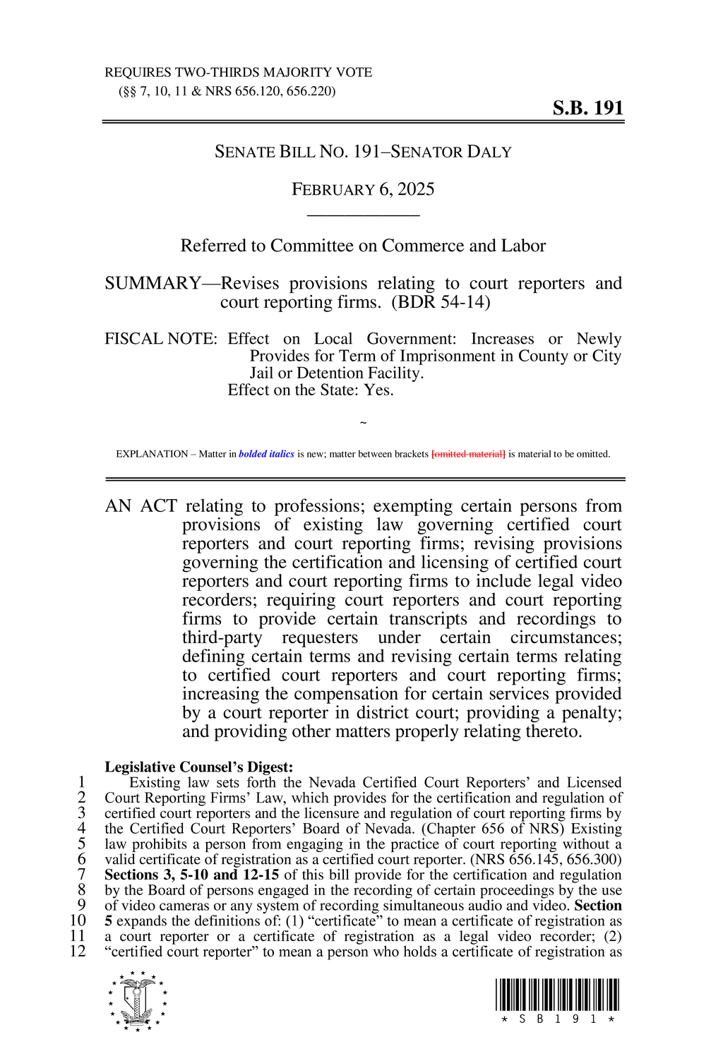 Nevada bill certifies legal video recorders as court reporters with new regulations