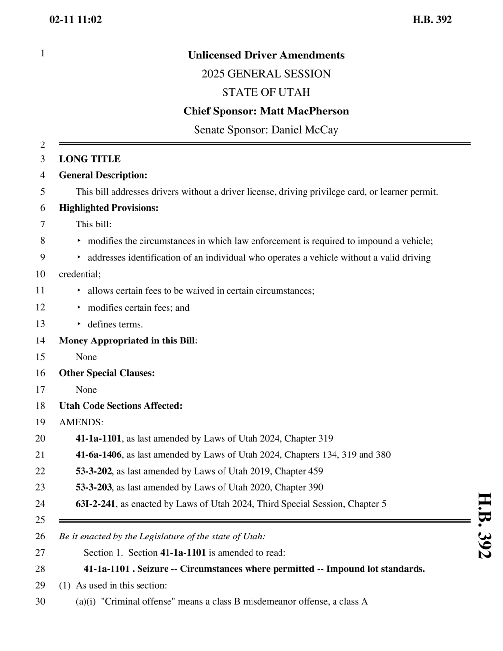 Utah sets new rules for vehicle seizures and impound lots under H.B. 392