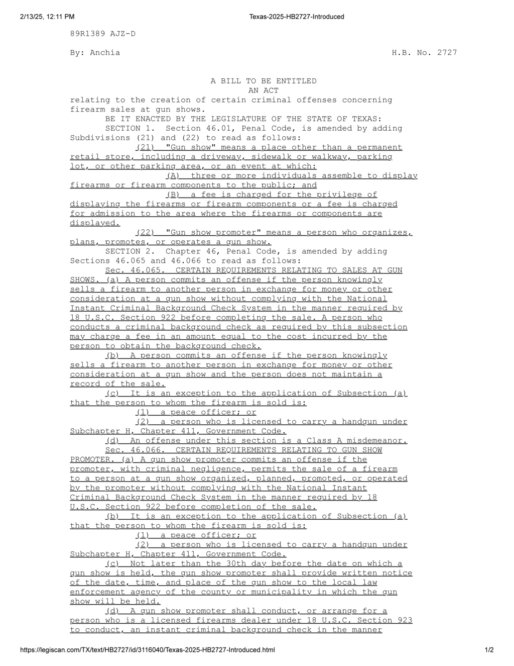 Texas enacts gun show background check requirements effective October 2025