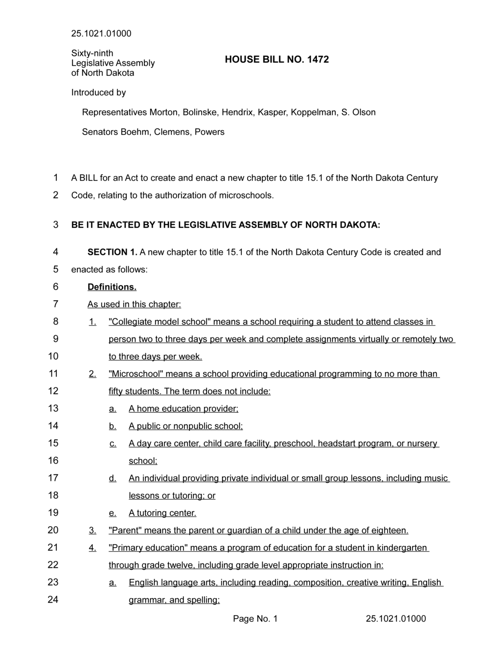 North Dakota lawmakers introduce microschool legislation for educational innovation