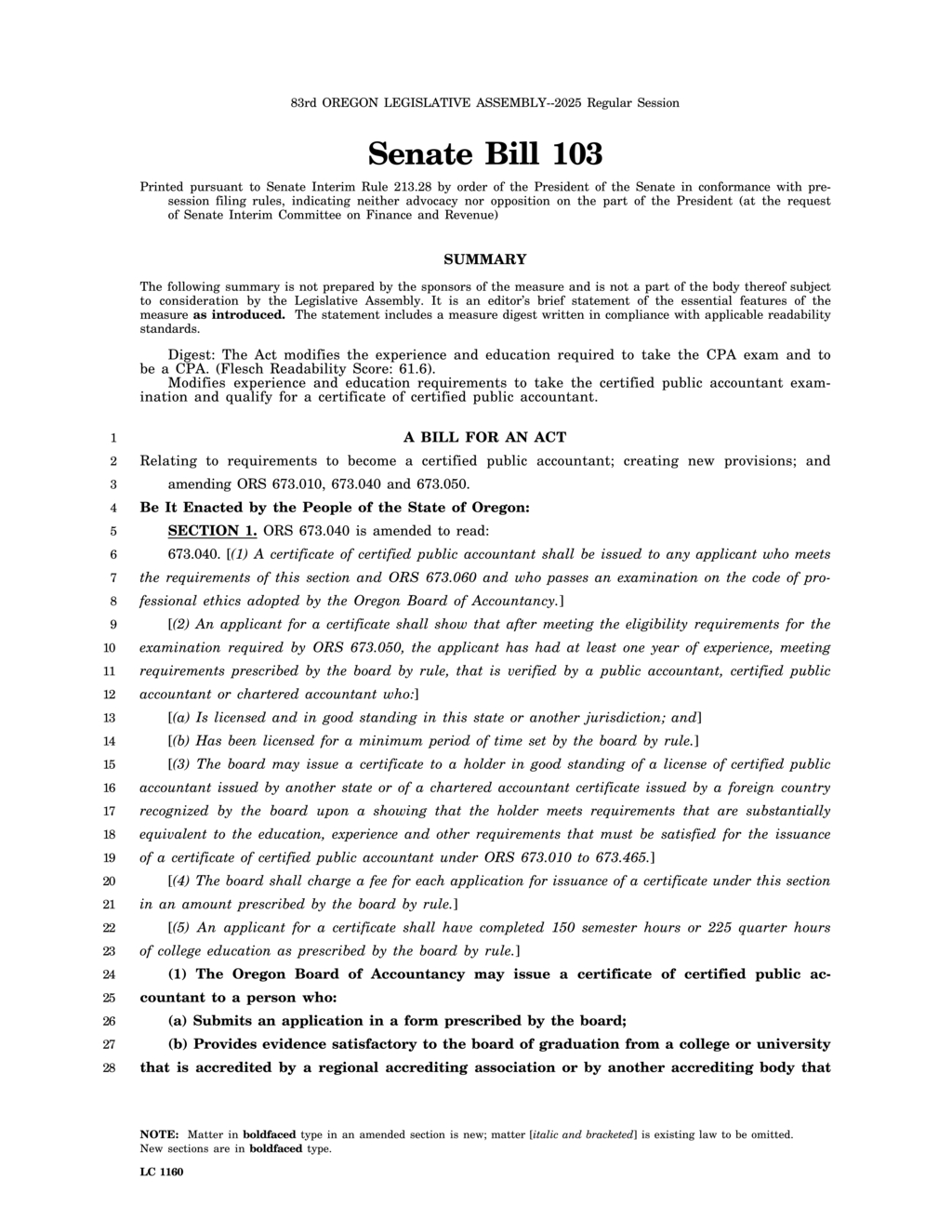 Oregon Board of Accountancy updates CPA exam admission requirements