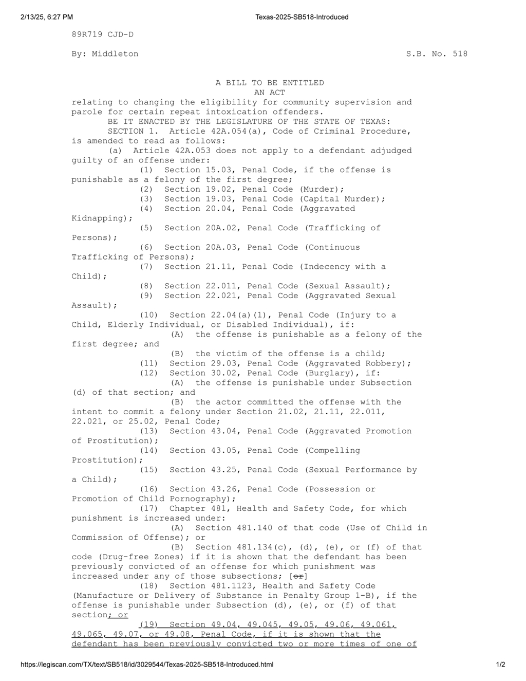 Texas Legislature limits parole eligibility for repeat offenders starting September 2025