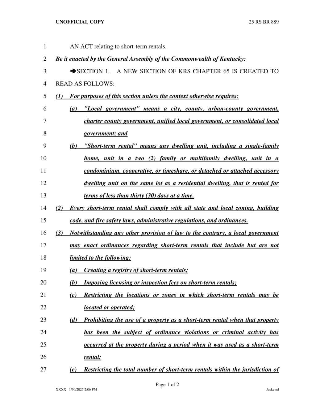 Kentucky General Assembly passes new short-term rental regulations