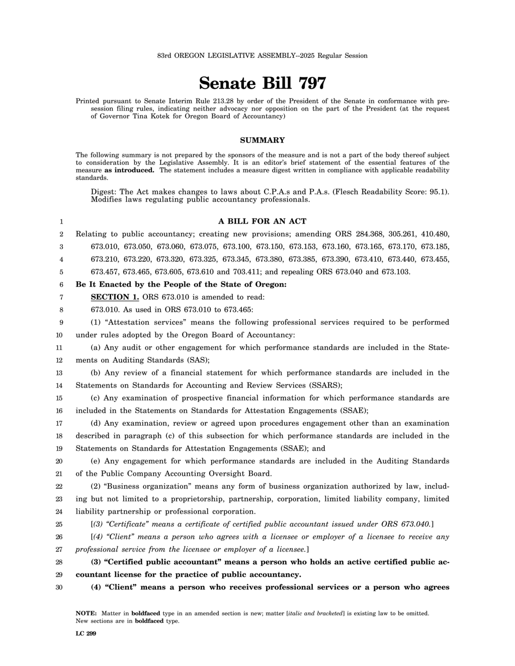 Oregon accountants face new disclosure and fee regulations under SB 797