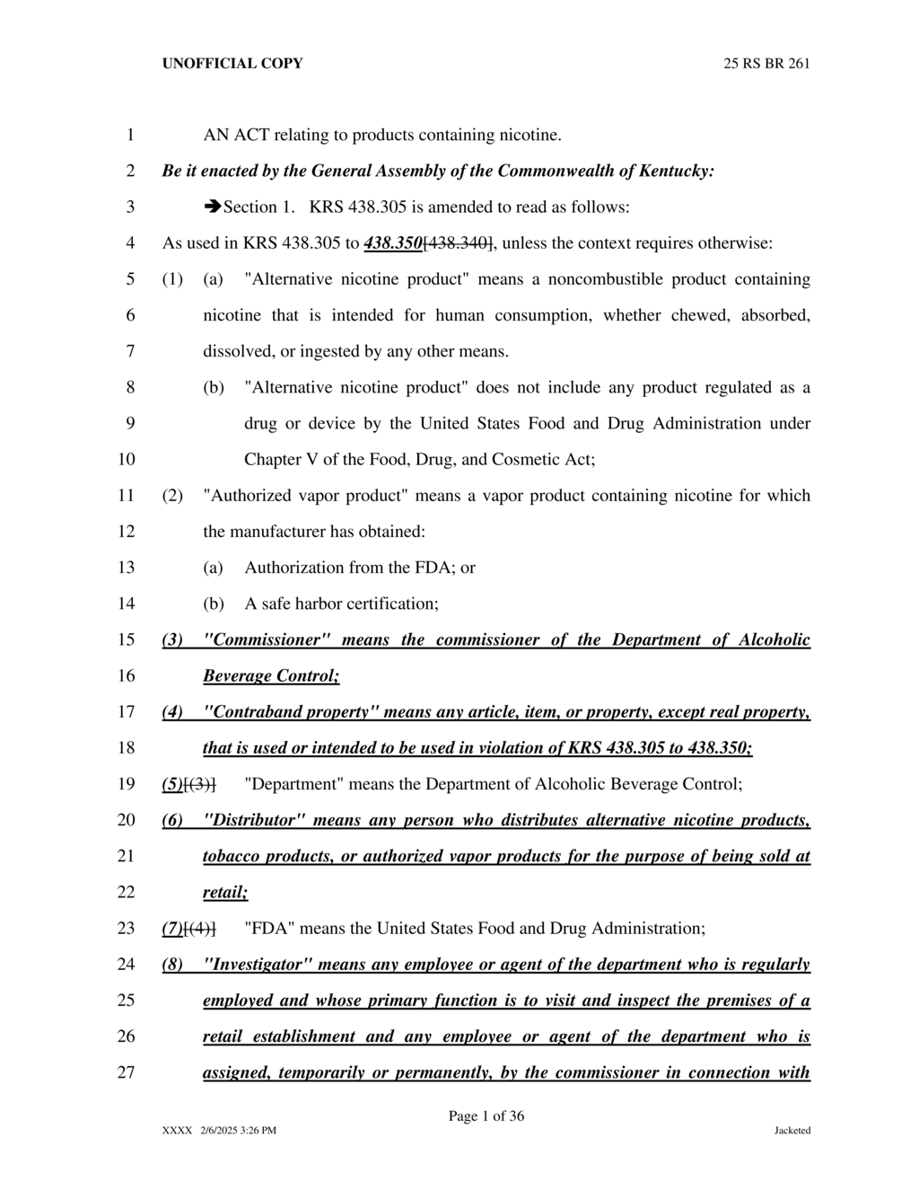 Kentucky amends tobacco sales law to raise age limit to twenty-one