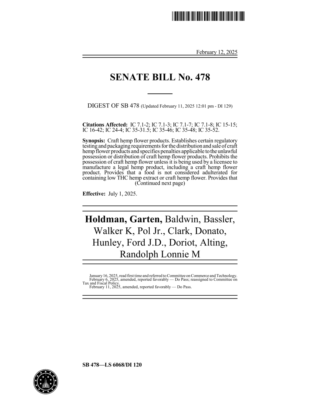 Indiana enacts hemp regulations effective July 2025 to define smokable products