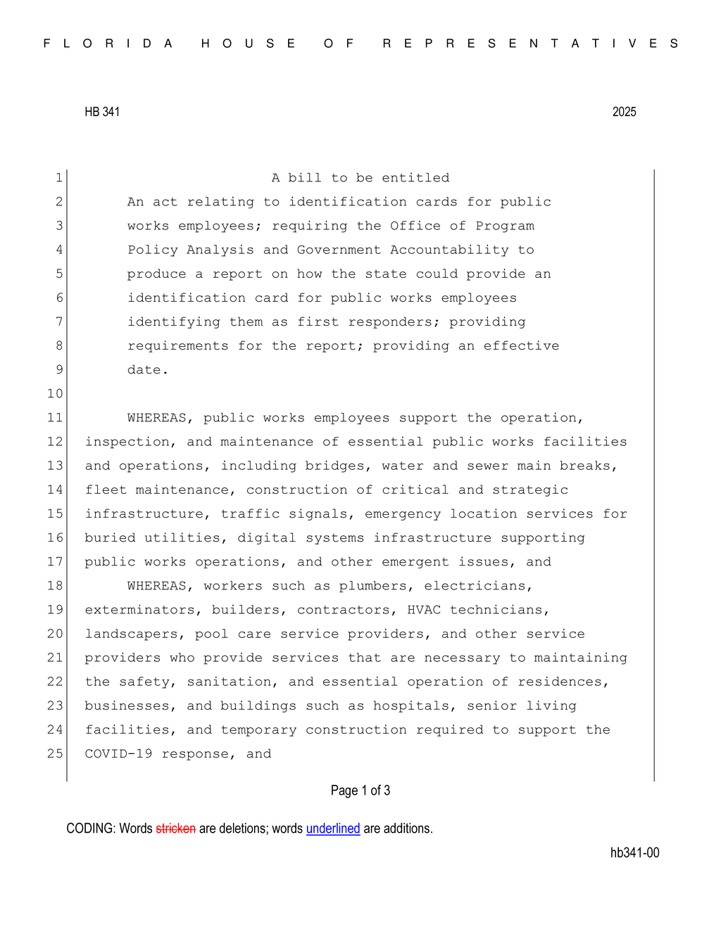 Florida House recognizes public works employees as essential first responders