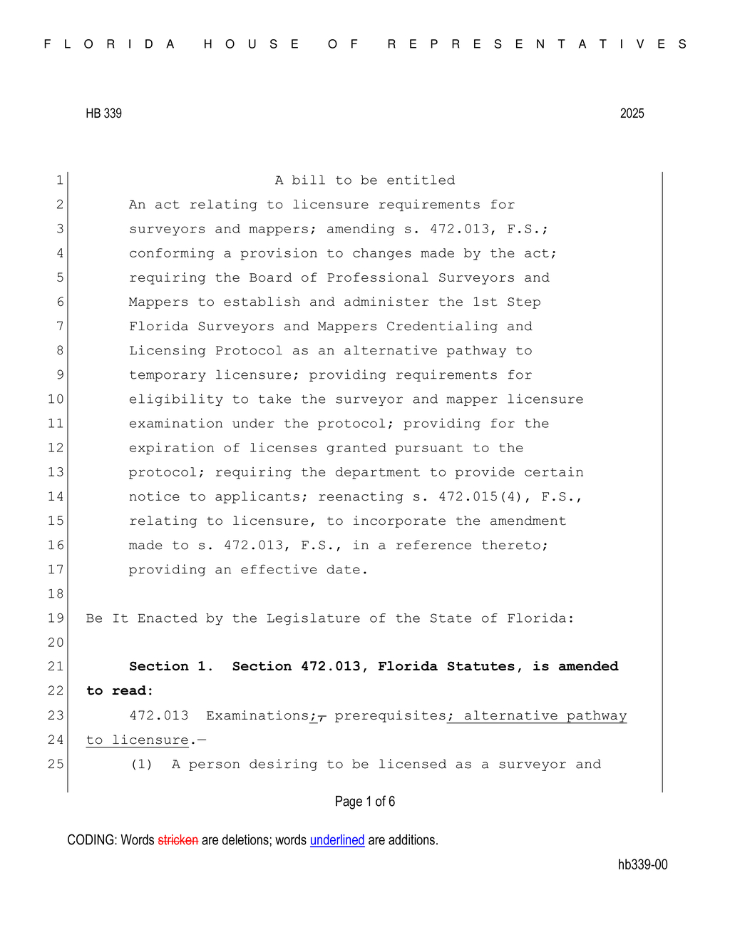 Florida Legislature launches 1st Step Licensing Protocol for surveyors and mappers