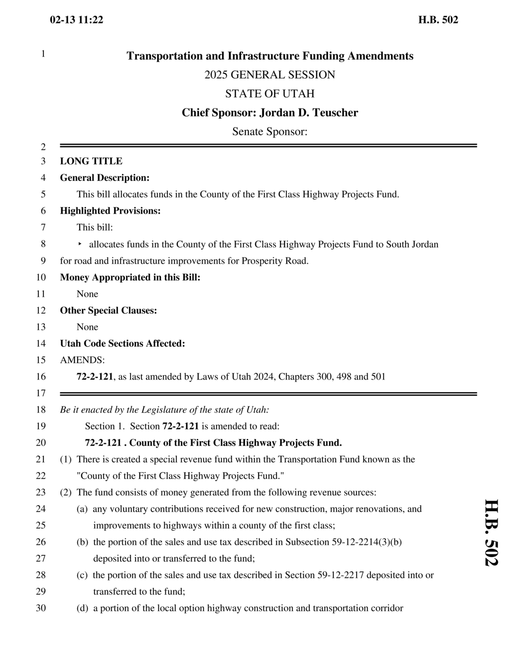 H.B. 502 allocates funds for public transit and infrastructure in first-class counties