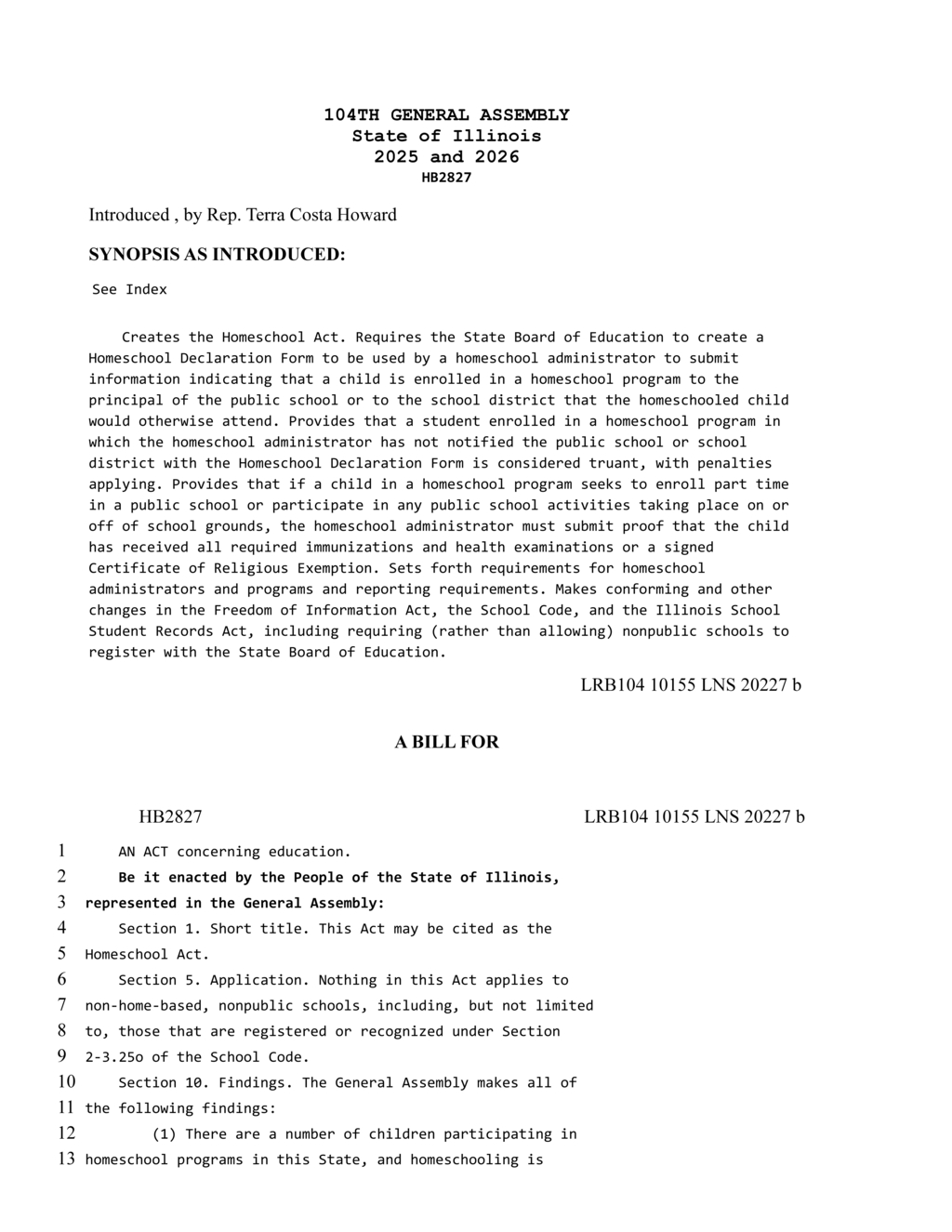 Rep Costa Howard introduces Homeschool Act to regulate Illinois homeschooling
