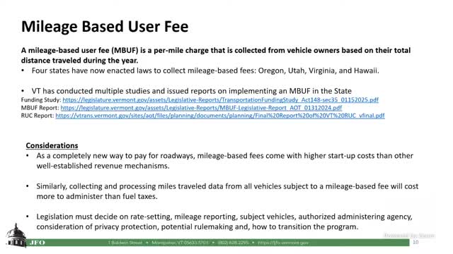Vermont discusses implementing mileage based user fees for electric vehicles