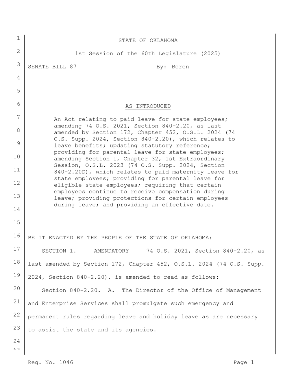 Oklahoma amends parental leave policy for state employees to include six weeks paid leave