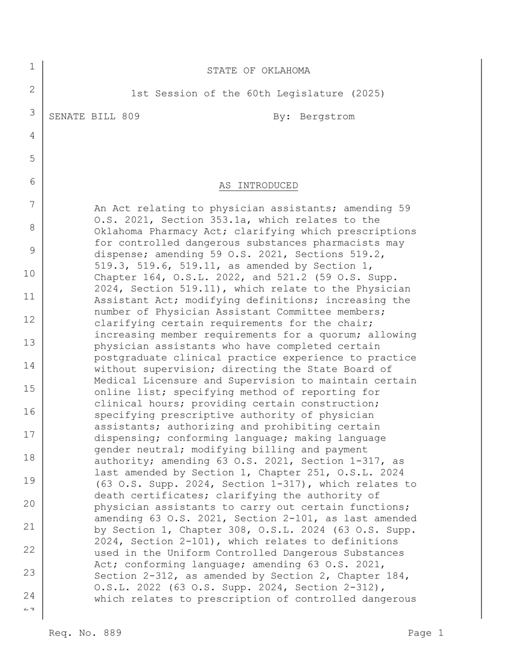 Oklahoma permits physician assistants to write orders for Schedule II drugs