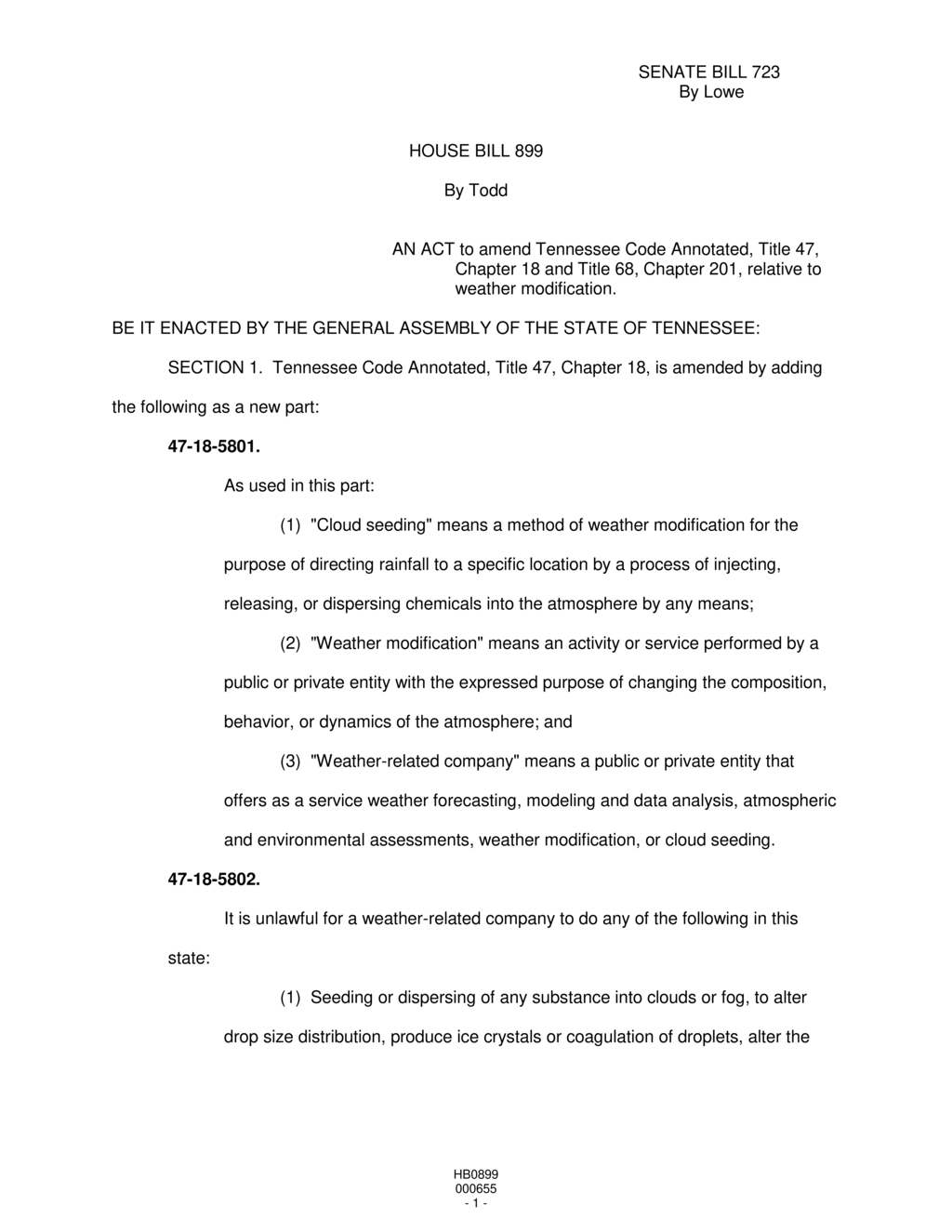 Tennessee enacts law banning weather modification practices effective July 2025