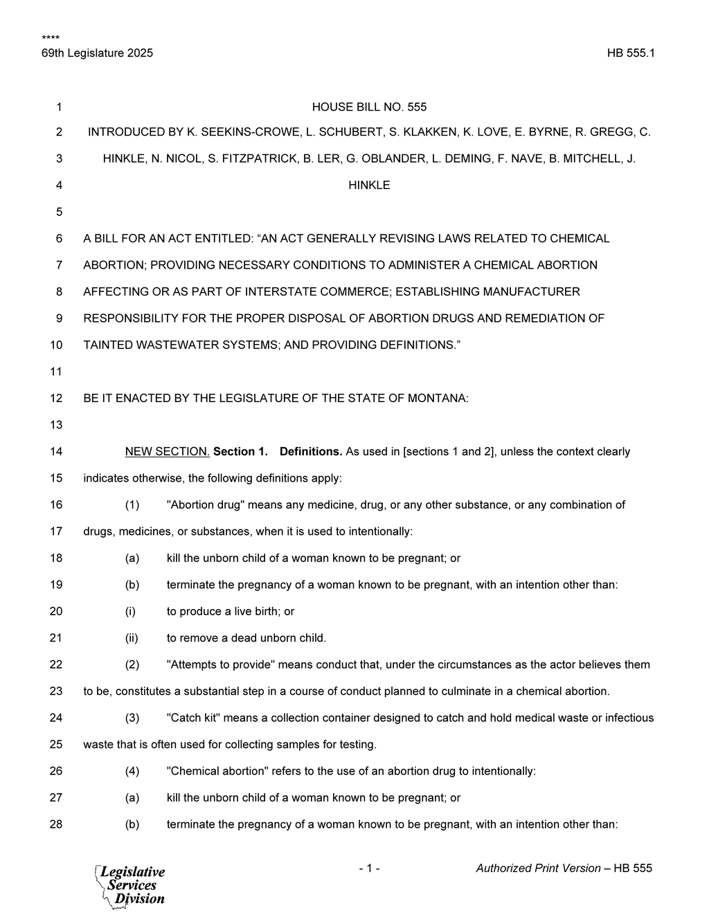 Montana Legislature proposes new regulations on chemical abortion procedures