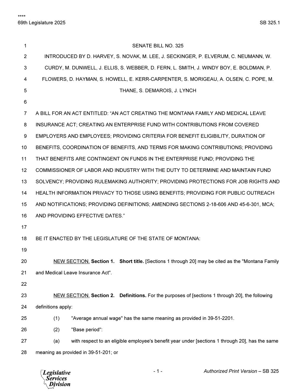 Montana Legislature approves SB 325 for family and medical leave benefits