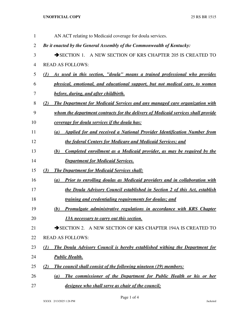New Council to Set Standards for Medicaid Doula Services in Kentucky