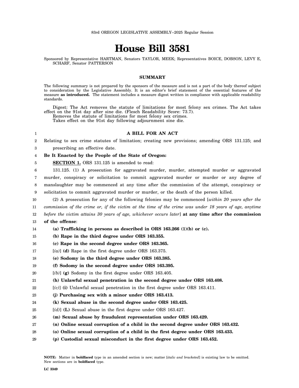 Oregon lawmakers remove statute of limitations on felony sex crimes