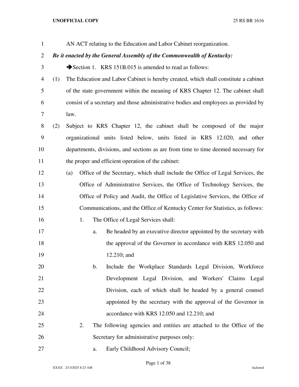 Kentucky establishes new Office of Vocational Rehabilitation within Labor Cabinet