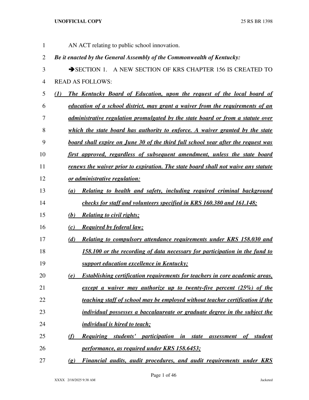 Kentucky enforces maximum class sizes to enhance education standards